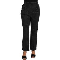 Dolce & Gabbana Black Pin Striped Dress Pants Cropped Straight Pant IT46