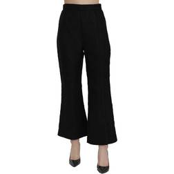 Dolce & Gabbana Black High Waist Flared Cropped Brocade Pants IT40