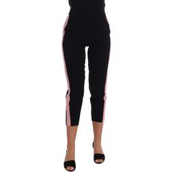 Dolce & Gabbana Black Stretch Pink Stripes Capri Pants IT36