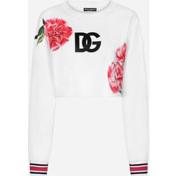 Dolce & Gabbana Jersey sweatshirt with carnation patch optical_white