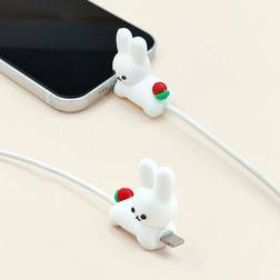 Shein 2pcs Cartoon Rabbit Shaped Data Cable Protector Compatible With Apple Iphone Charger Cable, Anti-fracture Protective Cover