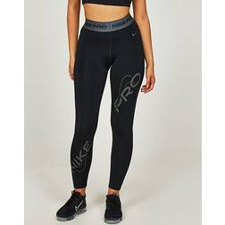 Nike Pro Women's Mid-Rise 7/8 Graphic Leggings Black UK 16–18