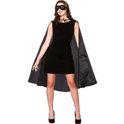 Wicked Costumes Black Superhero Cape & Eye Mask One