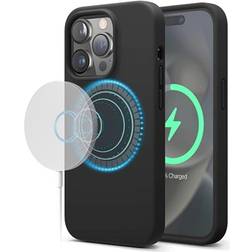 Saii iPhone 15 Pro Max Premium MagSafe Liquid Silikone Cover Sort