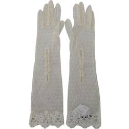 Dolce & Gabbana White Lace Elbow Length Mitten Cotton Gloves