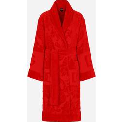 Dolce & Gabbana Bath Robe In Terry Cotton Jacquard Monochrome