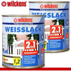 Wilckens Wilckens 3 weisslack 2in1 seidenmatt grundierung innenbereich holz zaun Metallfarbe, Holzfarbe Weiß 0.75L