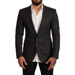 Dolce & Gabbana Gray Check Wool Slim Fit Blazer Jacket IT48