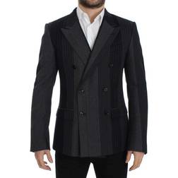 Dolce & Gabbana Elegant Gray Striped Wool Slim Blazer Gray