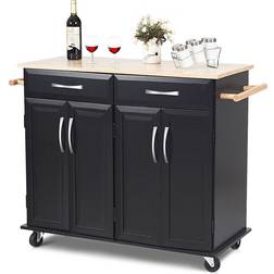 Goplus Rolling Wood Top Kitchen Island Cart Trolley Table