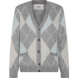 Ami Paris Argyle Jacquard Stickad Kofta - Grå