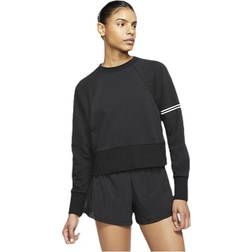 Nike Dry Get Fit Fleece Crew White/Black, Female, Tøj, Skjorter, Træning, Sort