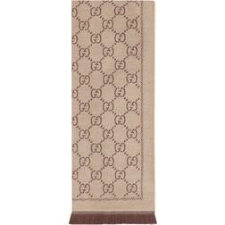 Gucci GG Jacquard Knitted Scarf - Light Brown