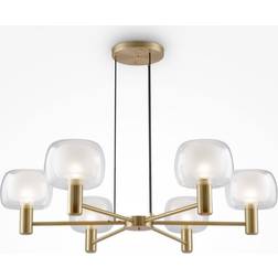 Maytoni Lampadario Contemporaneo Vision Alluminio Oro 6 Luci Diffusori In Vetro Trasp Lampada a Sospensione 96cm