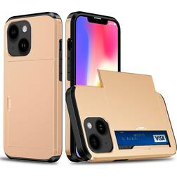 MAULUND iPhone 13 Hybrid Tåligt Skal med Korthållare Guld