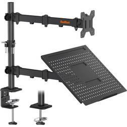 Redbat and Stand for 13-32 LCD LED Screens, Adjustable Monitor Mount with Laptop Tray Up to 16 inch /Notebook, Arm VESA 75/100mm, 2 Mounting Options