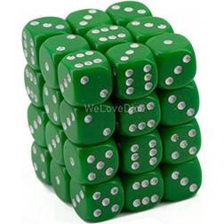 Chessex Dice Terningesæt 36 stk. 6 sidet D6 Opaque Green White