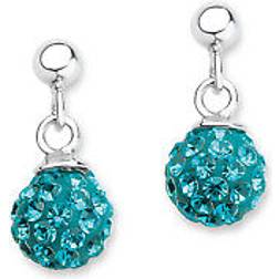 Grace 925 Sterling Silver Girls Children's Earrings with Crystal Glass - Turquoise