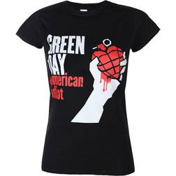 ROCK OFF X-Large Women's Green Day American Idiot Black Fitted T-Shirt White