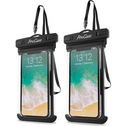 Procase 2 Pack Waterproof Phone Dry Bag Pouch for iPhone 14 Plus Max iPhone 13 12 Max 11 Xs Max XR X 8 7 6S Plus Galaxy S22 S22 S21 FE Up to 7.0 inch -Black