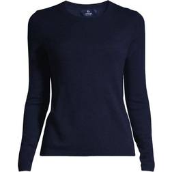 Lands' End Kaschmir-Pullover mit rundem Ausschnitt, Damen, Größe:36-38 regular, Blau, Kaschmir, Blau