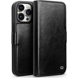 Qialino Leather Wallet Case iPhone 15 Pro Black