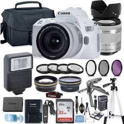 Canon Canon EOS 250D Rebel SL3 White DSLR Camera Bundle with Canon EF-S 18-55mm STM Lens 32GB Sandisk Memory Camera Case Digital Flash Accessory Bundle