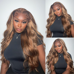 UNice 7x5 Bye-Bye Knots Glueless Lace Honey Blonde Body Wave Wig 16 inch