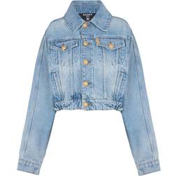 Balmain Cropped-Jeansjacke blau