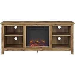 Walker Edison Wren Classic 4 Cubby Fireplace Barnwood TV Bench 70x24"