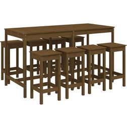 vidaXL 9 Garden Honey Pine Outdoor Bar Set, Table incl. 8 Chairs