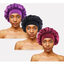 Shein 3pcs Women's Wide Brim Sleep Cap, hair Bonnet