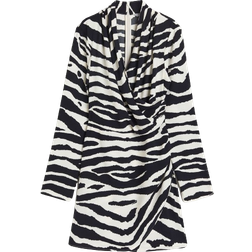 H&M Draped Wrap Dress - Black/Zebra Pattern