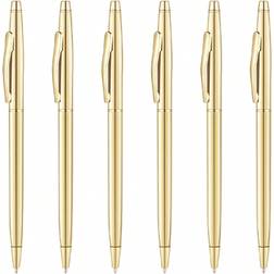 Shein 6pcs Crystal Decor Metallic Ballpoint Pens, Office & School Supplies, Rose Gold/silver/white/black/rose Gold With White/white With Rose Polka Dots, 6p
