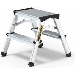 Drabest Stehleiter 2x2 sprossen 125kg doppelleiter trittleiter Silber 41 cm