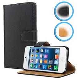 MTP Products iPhone 5 iPhone 5S iPhone SE pung læder taske/etui Sort