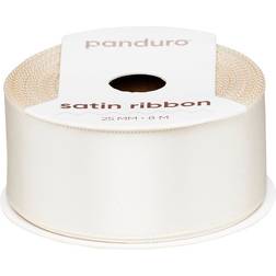 Panduro Hobby Cremefarvet satinbånd – 25 mm bredt og 8 meter langt