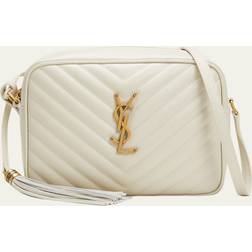 Saint Laurent Lou Medium YSL Quilted Camera Crossbody Bag with Pocket CREMA SOFT