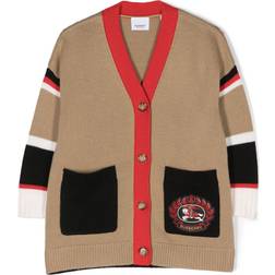 Burberry Kid's Embroidered Logo Wool Cardigan - Archive Beige