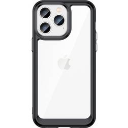 MAULUND iPhone 14 Pro Max Hybrid Plastik Cover Gennemsigtig Sort