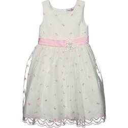 Happy Girls Dress Lilly with Flowers - White/Pink