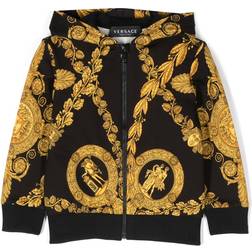 Versace Baby Barocco Print Cotton Hoodie - Black