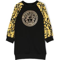 Versace Girl's Barocco Medusa Print Sweatshirt Dress - Black