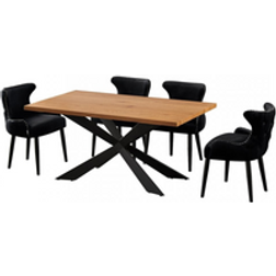 Life Interiors Oxford Duke De 5 Piezas Rectangular De Roble Y Un Juego De 4 Sillas De Comedor Negras - Black Juego de Comedor 90x160cm 5pcs