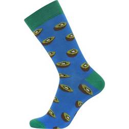 Claudio Patterned Cotton Socks - Blauw/Groen