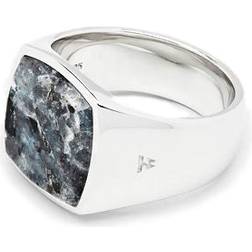 Tom Wood Cushion Larvikite Ring - Silver