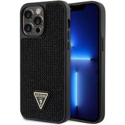 Guess CG Mobile for iPhone 15 Pro Max Case Rhinestone Case with Triangle Logo Anti-Scratch Drop Resistant Shockproof Full Slim Bumper Protection Back Cover for iPhone 15 Pro Max 6.7" Black