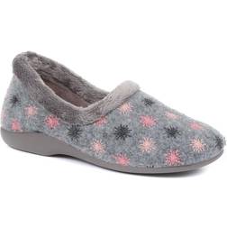 Pavers Embroidered Slippers - Grey