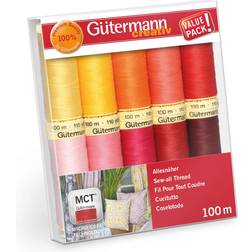 Gutermann Universaltråd Gul/Pink/Rød 10 rl. á 100m