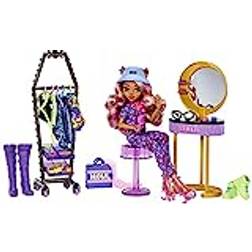 Monster High HKY70 Spielset mit Puppe und Mode, Clawdeen Wolf Puppe und Zubehör, Boutique-Ankleidestudio mit mehr als 20 Zubehörteilen, Puppen Spielzeug für Kinder ab 4 Jahren